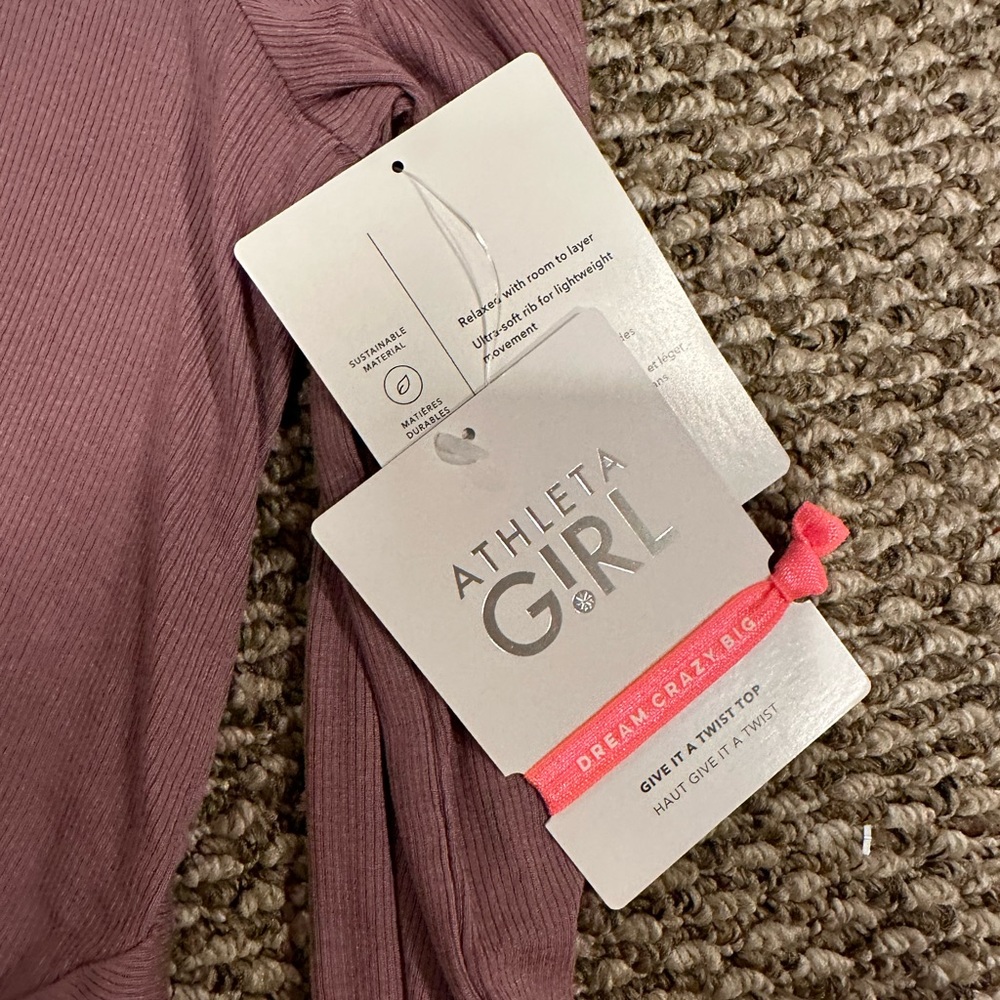 NWT Athleta Girl L/S Shirt w/ Hair Elastic.
